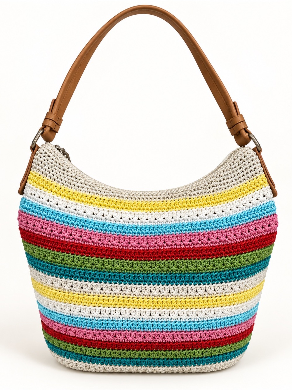 Woven Multicolor Stripe Shoulder Bag - Neutral & Bright Stripes